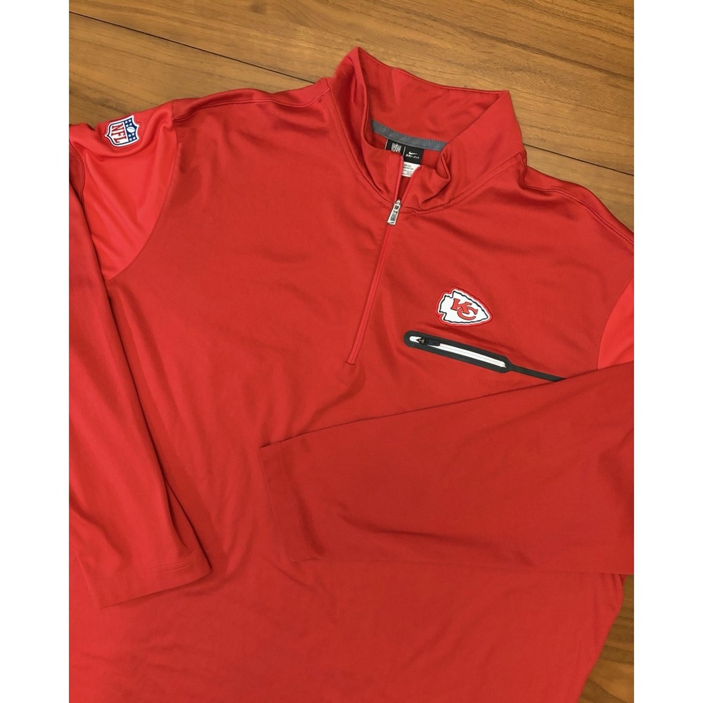 Kansas City Chiefs Nike 1/4 Zip Pullover Mens 3XL Red NFL On Field Dri Fit Golf